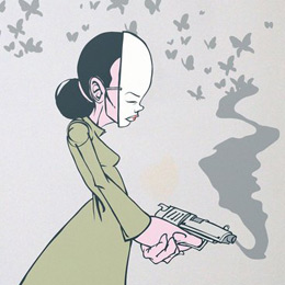 Stickers Pop Art et Street Art Butterfly Gun par Sam Flores - Stickers muraux Pop Art & Street Art originaux et indits